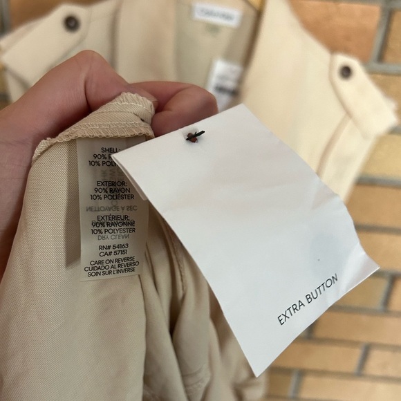 NWT Calvin Klein Women's Tan Belted Fitted Button Front Cap Sleeve Dress Size 10 - Picture 4 of 5